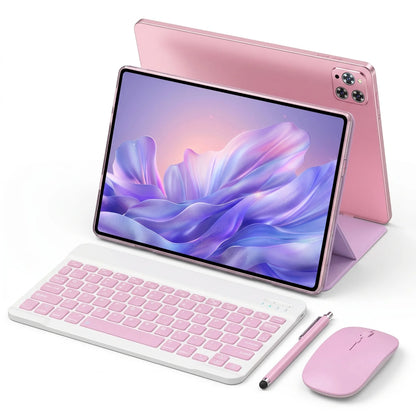 Android 15 10'' Tablet 8+128GB Ultra Slim Lightweight Kids Education Tablet with Full Set Keyboard Mouse Stylus Case Dual Speaker Home Office Tablet