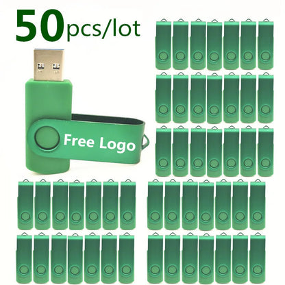 50pcs/lot Metal Usb Flash Drive 128GB Pendrive 64gb Cle High Speed Memoria Usb Stick 32GB 16GB 4GB Pen Drive Free Custom Logo