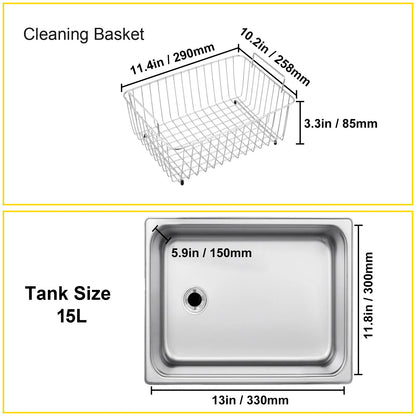 SucceBuy 15L Ultrasonic Cleaner Lave-Dishes Portable Washing Machine with Digital Timer Ultrasound Home Jewelry Clean Appliances