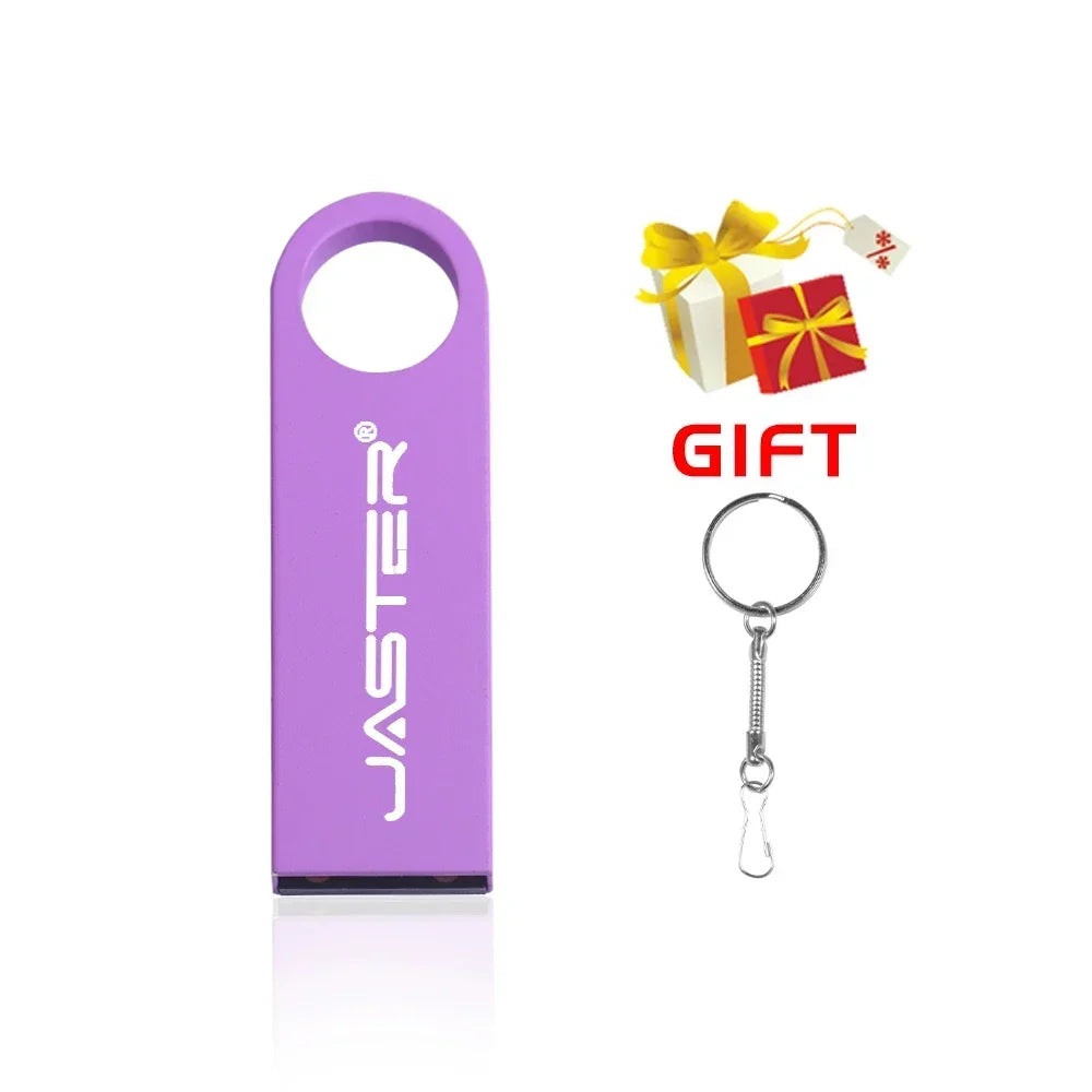 JASTER Metal USB 2.0 Flash Drives 128GB High Speed Pen Drive 64GB 32GB with Key Chain Memory Stick 16GB Creative Gift USB Stick