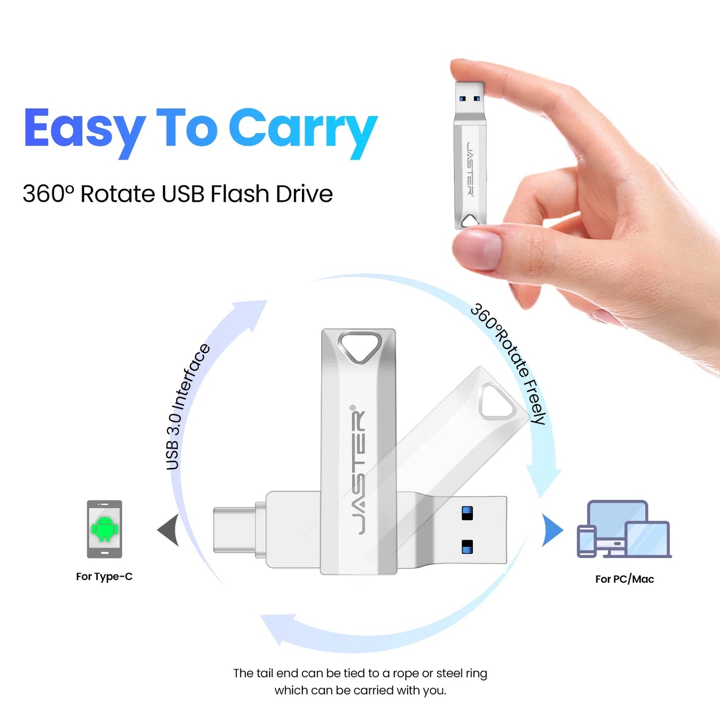 USB 3.0 OTG USB-C Flash Pen Drive Metal Memory Stick Flash Disk 64GB 128GB 256GB USB3.0 Dual C Pendrive TYPE-C Creative Gifts