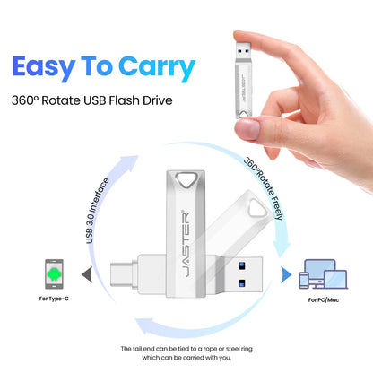USB 3.0 OTG USB-C Flash Pen Drive Metal Memory Stick Flash Disk 64GB 128GB 256GB USB3.0 Dual C Pendrive TYPE-C Creative Gifts