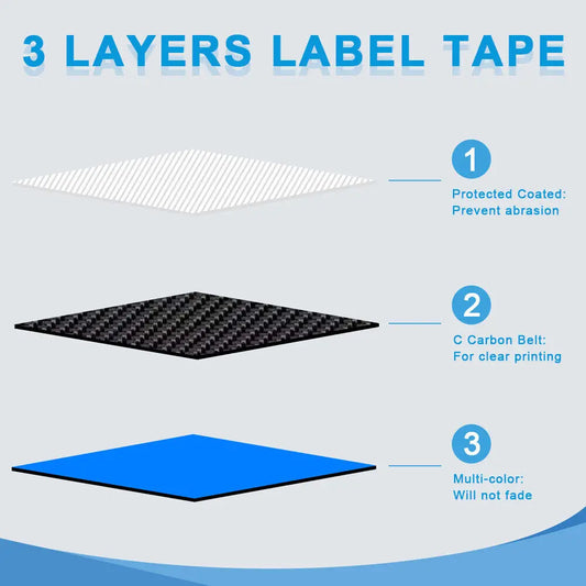 5PK Compatible for Epson 12mm x 8m AS12KW Standard Labels Black on White For LW-400 LW-300 LW-700  LW600P K200BL Label Printer