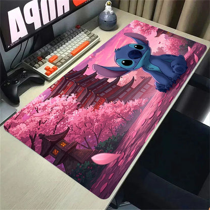 Cute Anime Stitch Mousepad Locking Edge Non-slip Mouse Pad HD Printing Computer Gamers Mausepad XXL Keyboard E-Sports Deskmat