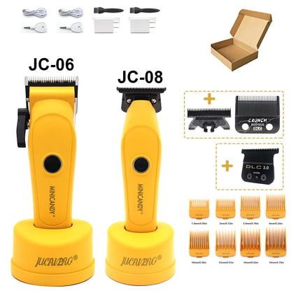JUCAI MINICANDY JC08 Men's Hair Clipper DLC Zero Gapped Brushless Motor with Base Charger Professional Trimmer Finishing Machine