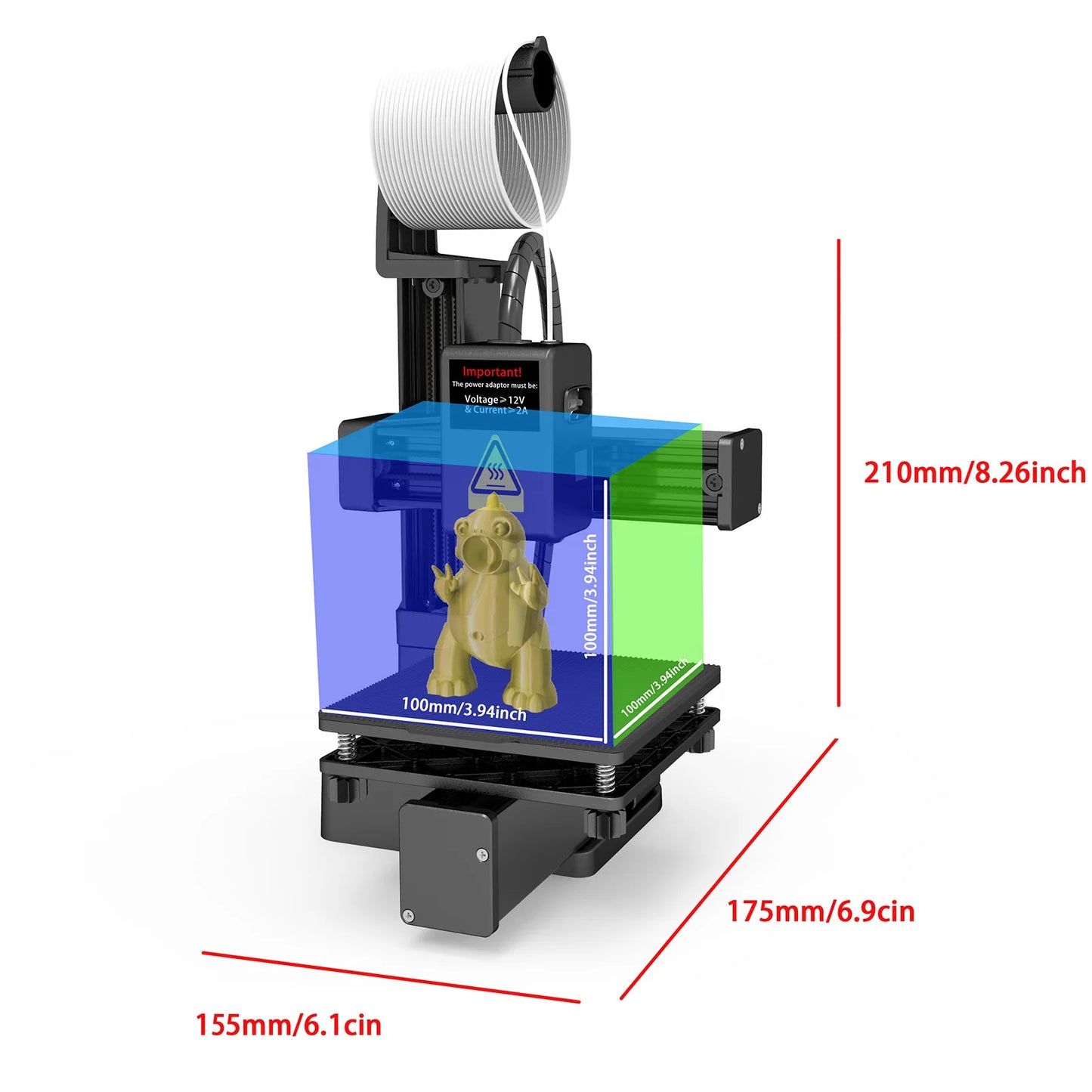 EasyThreed K10 3D Printer Mini Desktop Printing Machine for Kids 100x100x100mm Built Size Removable Platform One-Key Printing