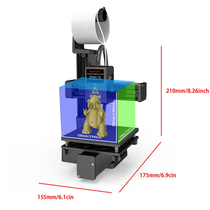 EasyThreed K10 3D Printer Mini Desktop Printing Machine for Kids 100x100x100mm Built Size Removable Platform One-Key Printing