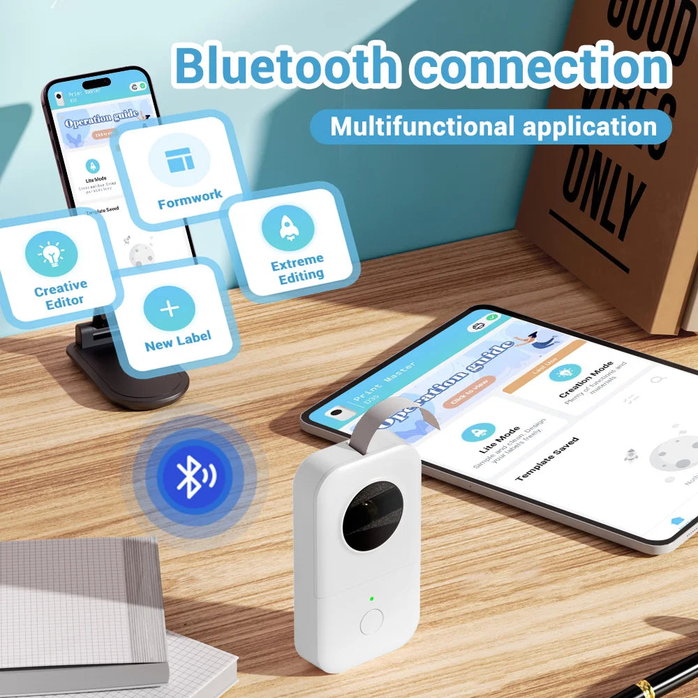 Phomemo D30 Label Printer Mini Printer Pocket Thermal Label Maker Wireless Sticker Pocket Portable Printer Various Label Paper