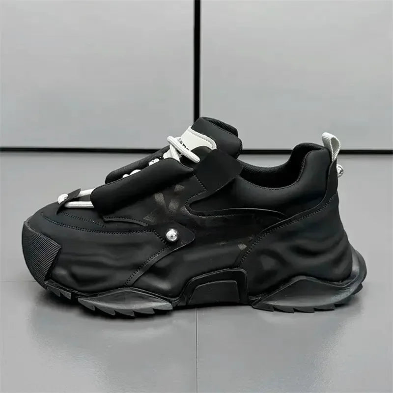 Platform Sneakers for Mens Fashion Designer Casual Leather Shoes for Man Chunky Height Increased Mens Sneakers Zapatillas Hombre