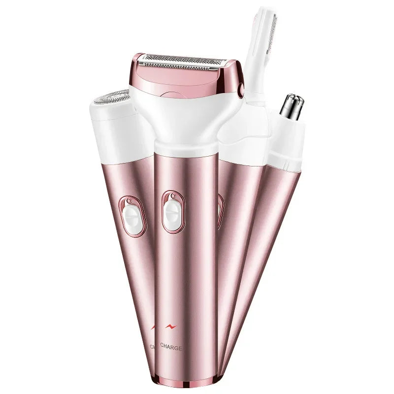 4 In 1 Painless Hair Removal Epilator Rechargeable Trimmer Women Body Razor Face Leg Armpit Bikini Pubic Shaver Hair Remover