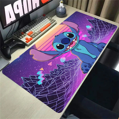 Cute Anime Stitch Mousepad Locking Edge Non-slip Mouse Pad HD Printing Computer Gamers Mausepad XXL Keyboard E-Sports Deskmat