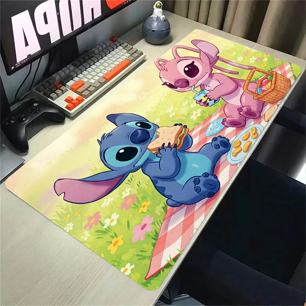 Cute Anime Stitch Mousepad Locking Edge Non-slip Mouse Pad HD Printing Computer Gamers Mausepad XXL Keyboard E-Sports Deskmat
