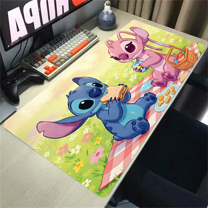 Cute Anime Stitch Mousepad Locking Edge Non-slip Mouse Pad HD Printing Computer Gamers Mausepad XXL Keyboard E-Sports Deskmat