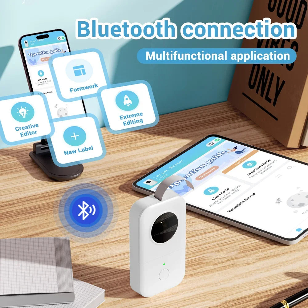 Phomemo D30 Label Printer Mini Printer Pocket Thermal Label Maker Wireless Sticker Pocket Portable Printer Various Label Paper