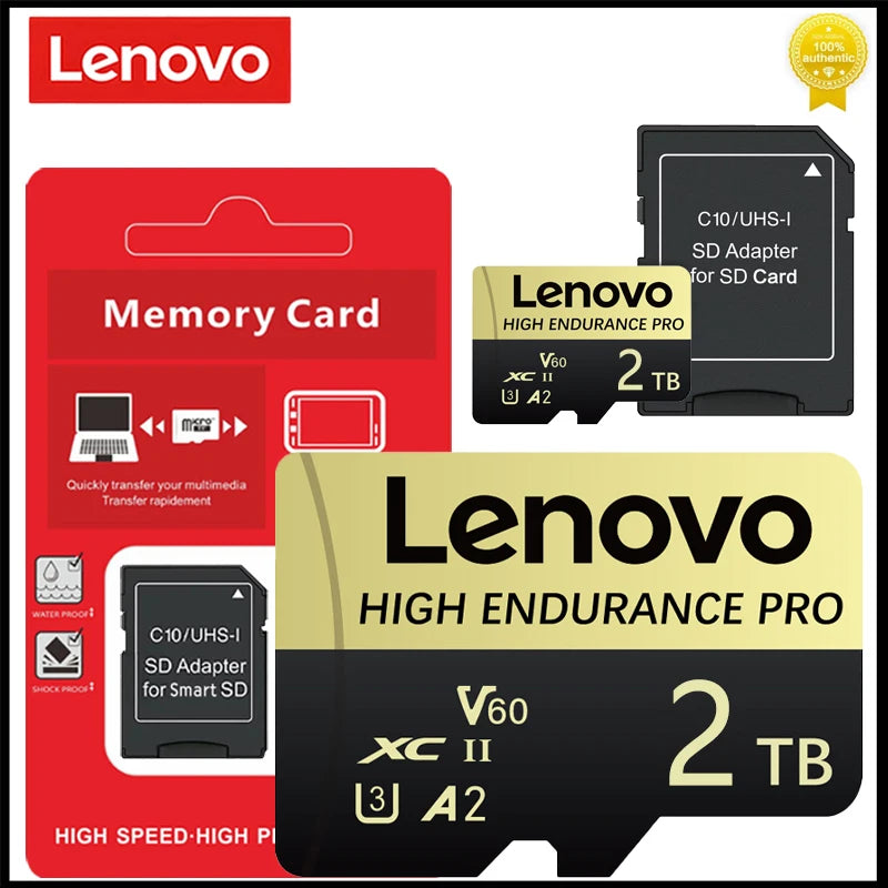 Lenovo 2TB High Speed Micro TF SD Flash Memory Card 1TB 512GB 256GB 128GB 4K Full HD Video Storage For Camera PC Game Devices