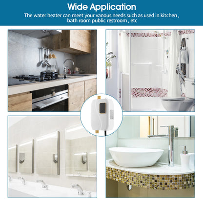 Electric Tankless Water Heater Instant Hot Shower Kitchen Heater 110V 3000W US