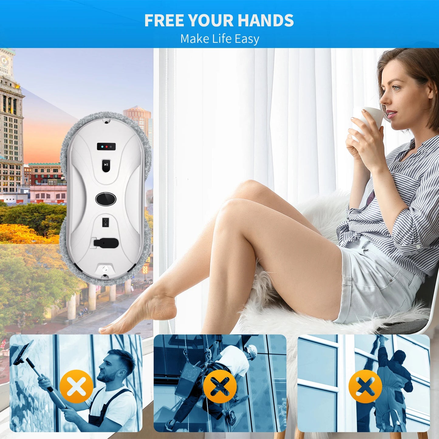 Window Cleaning Robot Water Sprayer Smart Remote Control Electric Glass Limpiacristale Vacuum Washing Robot for Home Appliance