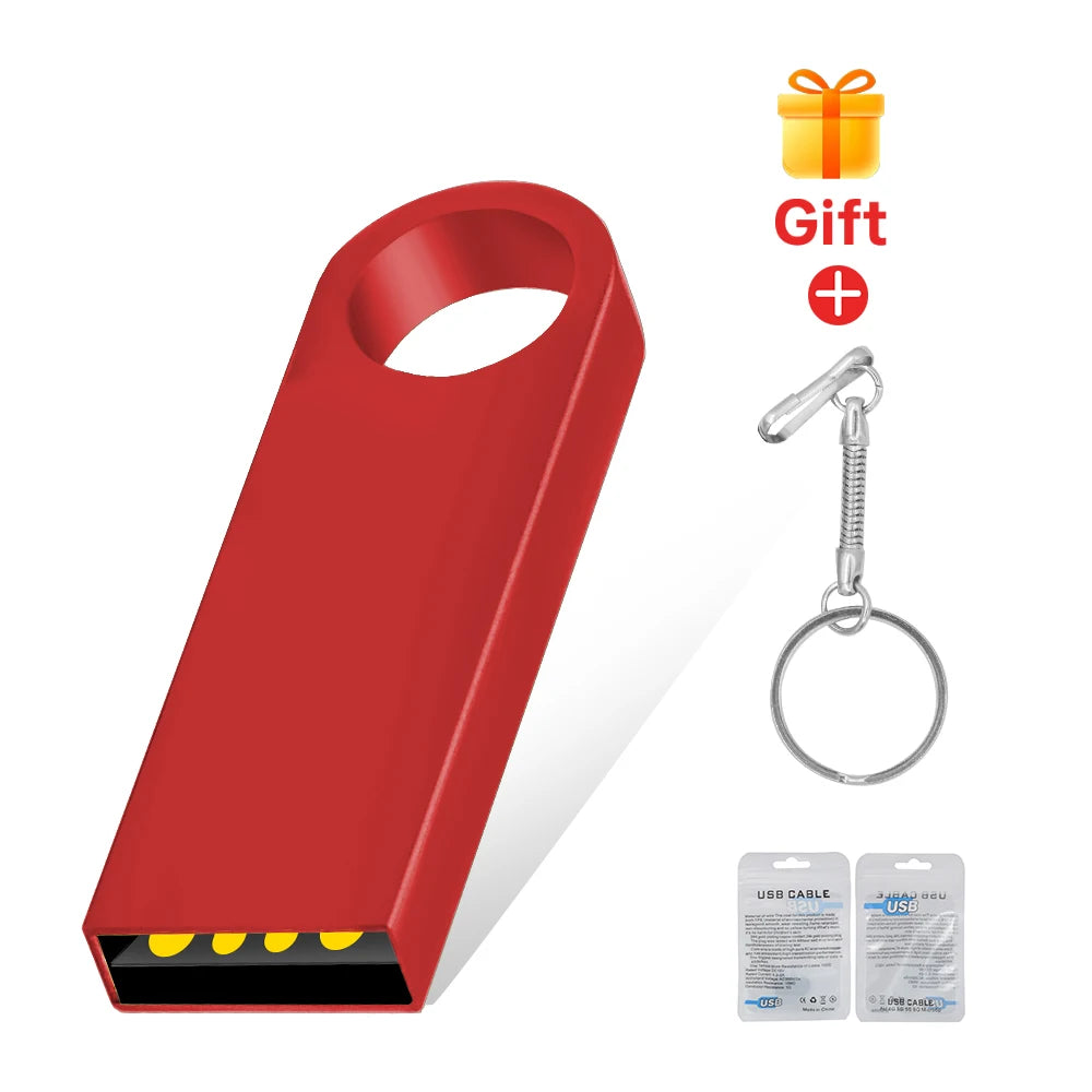Metal USB 2.0 Flash Drive Pendrive 16GB 32GB 64GB High Speed Memory Stick U Disk 128GB Key Ring Gift 8GB