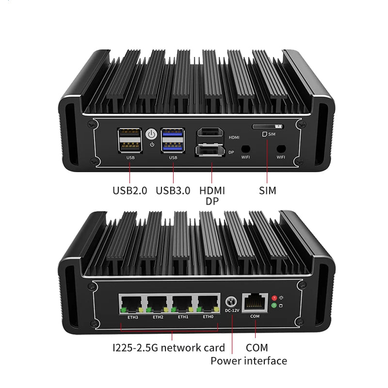 Top Version Fanless Firewall Mini PC Intel i7 i5 i3 8505 J6412 J5005 4x i226-V 2.5G LAN pfSense Proxmox OPNsense Home Server