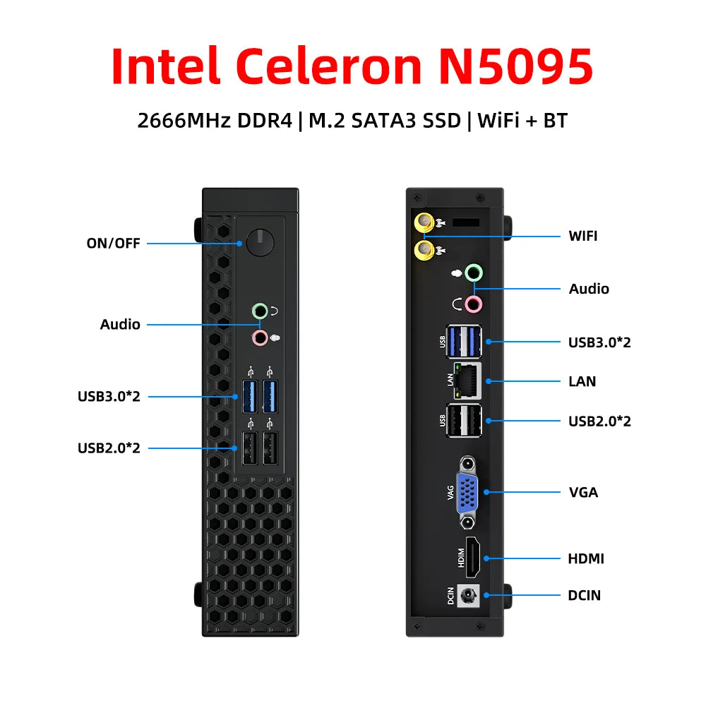 TexHoo Mini PC Intel Core I5 13500H/N5095 Windows 11 PC 16GB DDR4 512GB SSD Dual-Band WiFi 6 BT5.2 4K@60Hz Gaming Computer PC