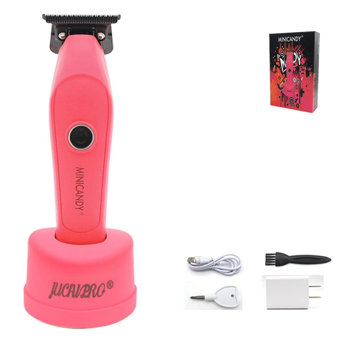 JUCAI MINICANDY JC08 Men's Hair Clipper DLC Zero Gapped Brushless Motor with Base Charger Professional Trimmer Finishing Machine