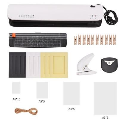 SL399 Laminator Machine Set A3 Size Hot and Cold Lamination 2 Roller System with 25 Laminating Pouches Corner Rounder
