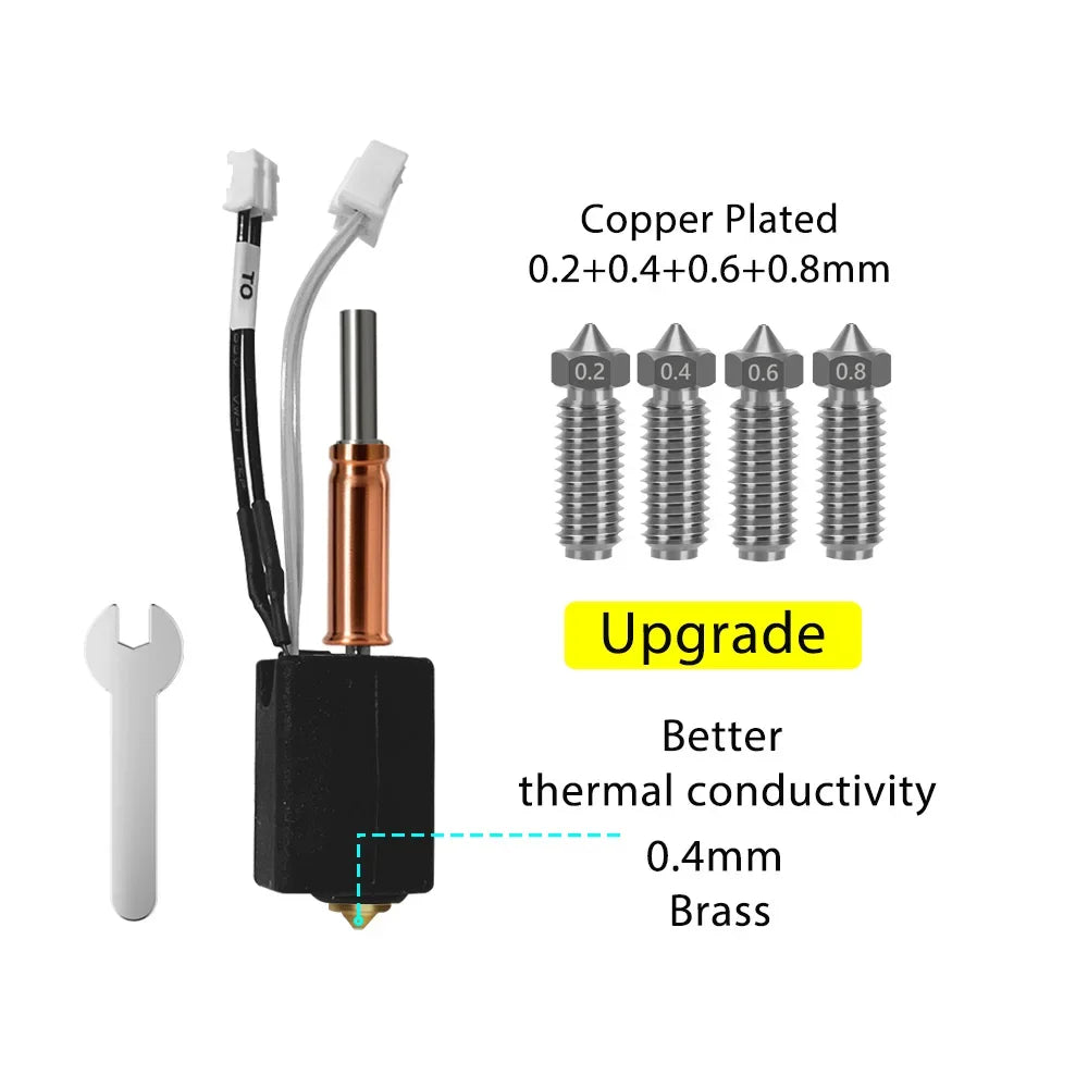 For Anycubic Kobra 3 V2 hotend 0.4mm Hardened Steel Brass Nozzle, Kobra 3 V2 Combo Accessories