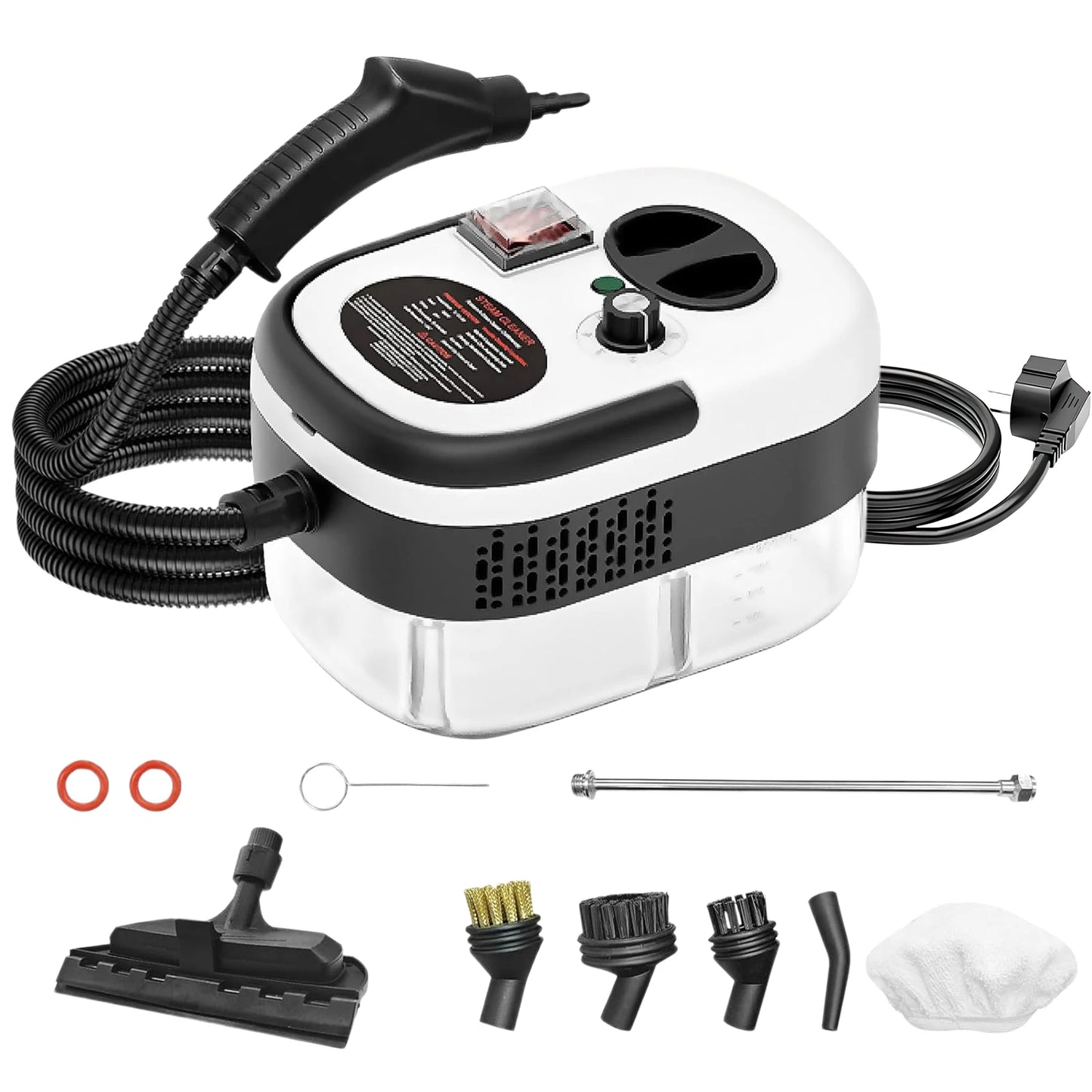 2500W 220V Handheld Steam Cleaner with Brush Heads Portable Home Pressurized High Temperature Cleaning Machine for Furniture Car