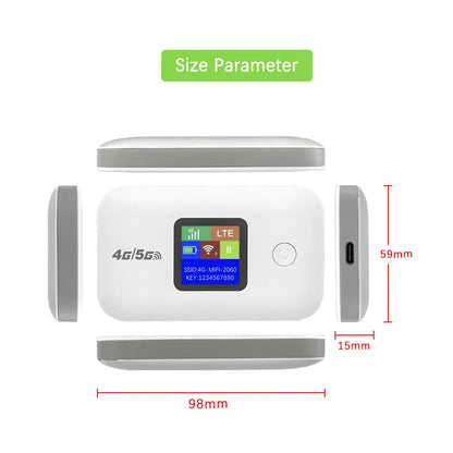 Travel WiFi Hotspot 4G 5G SIM Slot 300Mbps LED Display Supports 10 Devices For Outdoor RV