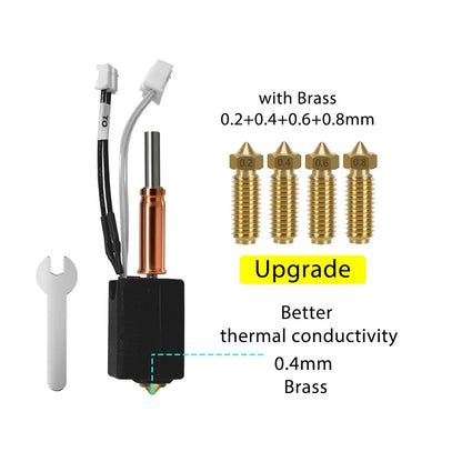 For Anycubic Kobra 3 V2 hotend 0.4mm Hardened Steel Brass Nozzle, Kobra 3 V2 Combo Accessories