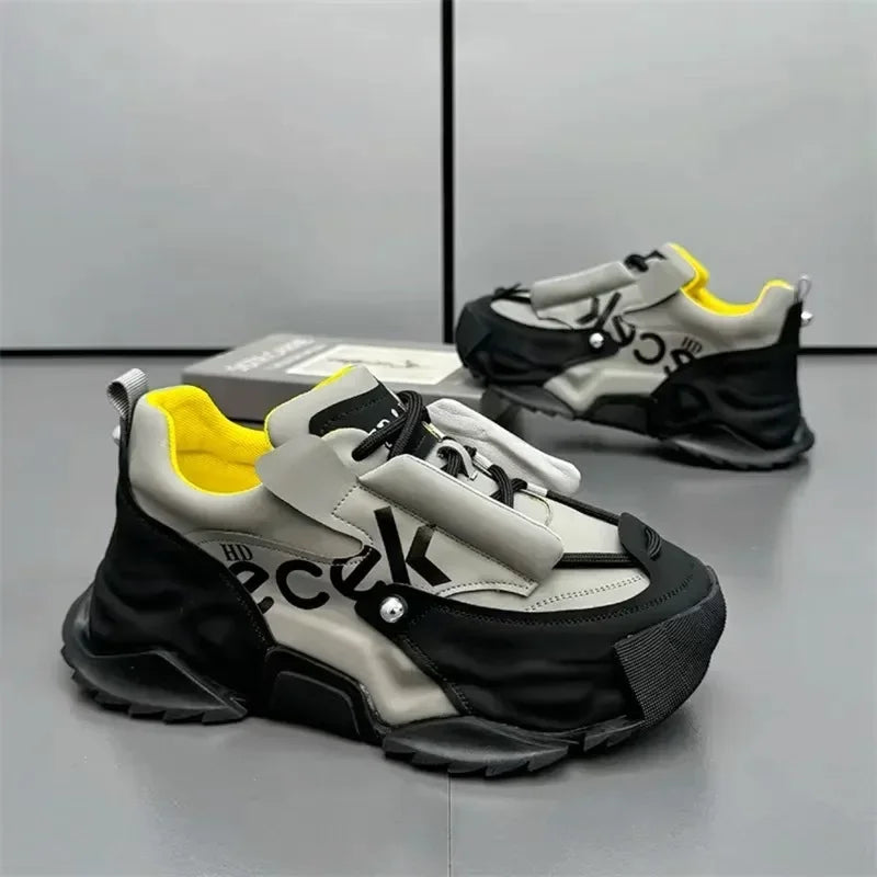 Platform Sneakers for Mens Fashion Designer Casual Leather Shoes for Man Chunky Height Increased Mens Sneakers Zapatillas Hombre