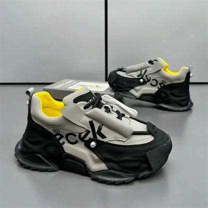 Platform Sneakers for Mens Fashion Designer Casual Leather Shoes for Man Chunky Height Increased Mens Sneakers Zapatillas Hombre