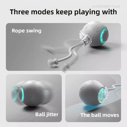 POPO Smart Automatic Cat Teasing Ball Indoor Pet Interactive Rolling Ball Electric Pet Ball Toy Simulated Tail For Cats