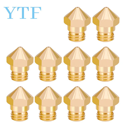 1-50PCS 3D Printers Parts MK10 Nozzle 0.2/0.3/0.4/0.5/0.6/ 0.8mm Copper M7 Threaded Part For Extrusion 1.75mm Filament Brass