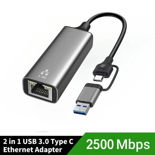 USB Wired Ethernet Adapter USB3.0 2500Mbps USB Type To RJ45 Network Card Internet USB Lan for Desktops Laptop PC Accessories