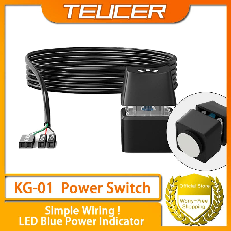 TEUCER Computer Desktop Switch Power Motherboard Switch Extension Cable Office and Home PC Power Button