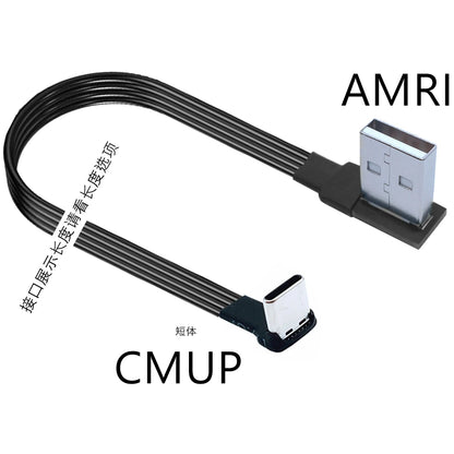 2M 3M USB-C Type C Male straighten/UP Down Angled 90 Degree to USB 2.0 Male Data Cable USB Type-c Flat Cable 0.1m/0.2m/0.5m/1m