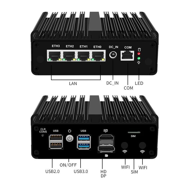 Topton 4x 2.5GbE RJ45 Firewall PC Mini Router Intel N150 N5105 J6412 7305 Fanless Mini PC NAS pfSense Computer for Linux OpenWrt