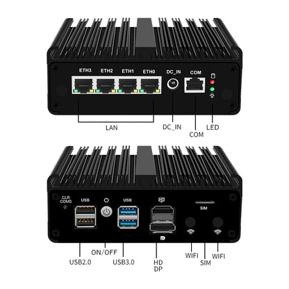 Topton 4x 2.5GbE RJ45 Firewall PC Mini Router Intel N150 N5105 J6412 7305 Fanless Mini PC NAS pfSense Computer for Linux OpenWrt