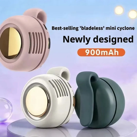 Portable Fan Mini Handheld Rechargeable Bladeless Electric Fan Clip Waist Fan Suitable for Outdoor Ventilation Desktop Small Fan