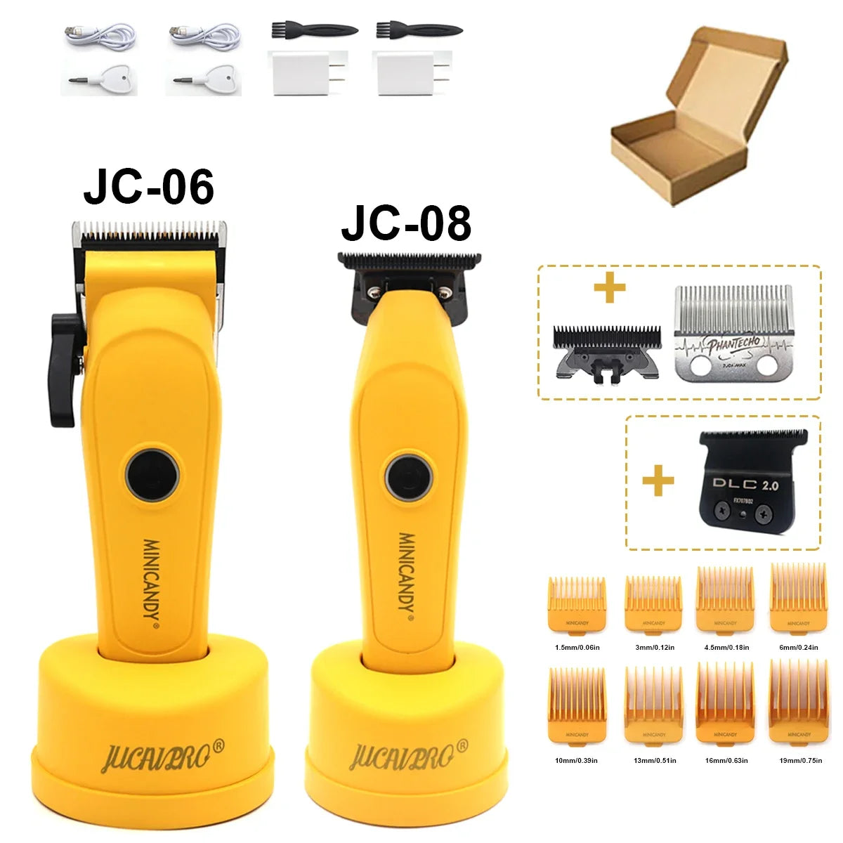 JUCAI MINICANDY JC08 Men's Hair Clipper DLC Zero Gapped Brushless Motor with Base Charger Professional Trimmer Finishing Machine