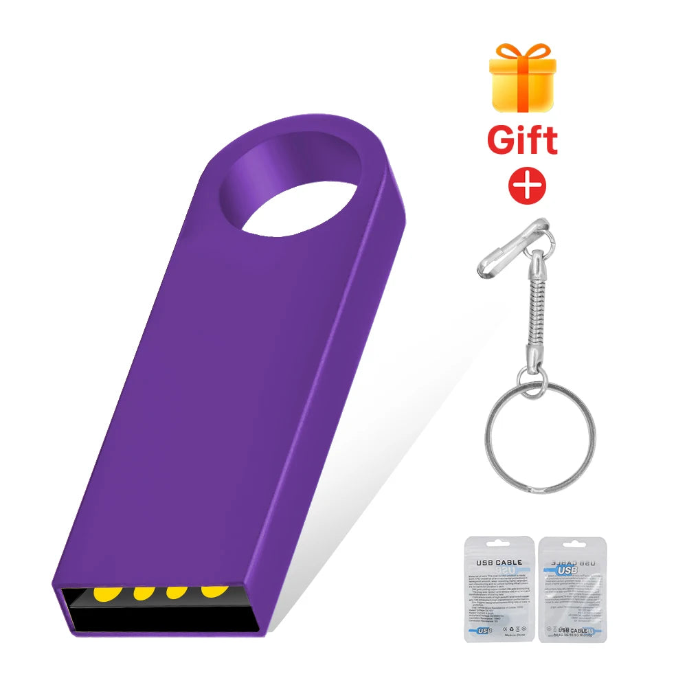 Metal USB 2.0 Flash Drive Pendrive 16GB 32GB 64GB High Speed Memory Stick U Disk 128GB Key Ring Gift 8GB