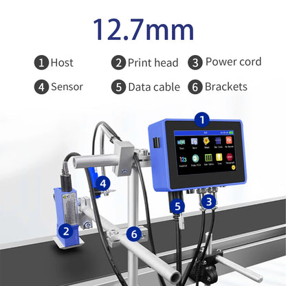 DCODE 130PLUS Industrial Online Inkjet Printer 12.7/25.4mm Nozzle with Plastic Shell QR Barcode Batch Number Logo Date Printer