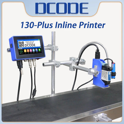 DCODE 130PLUS Industrial Online Inkjet Printer 12.7/25.4mm Nozzle with Plastic Shell QR Barcode Batch Number Logo Date Printer
