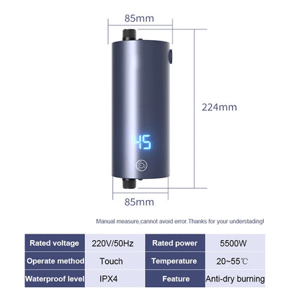 3500/5500W Electric Instant Tankless Heating Hot Water Heater Kitchen Bathroom 3 Second Instantaneous Watering Faucet Shower Tap