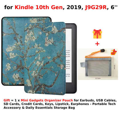 For Kindle 10th Generation Case + Mini Gadgets Organizer Pouch 6'' J9G29R 2019 Leather Cover Auto Wake/Sleep Kindle Skin Funda