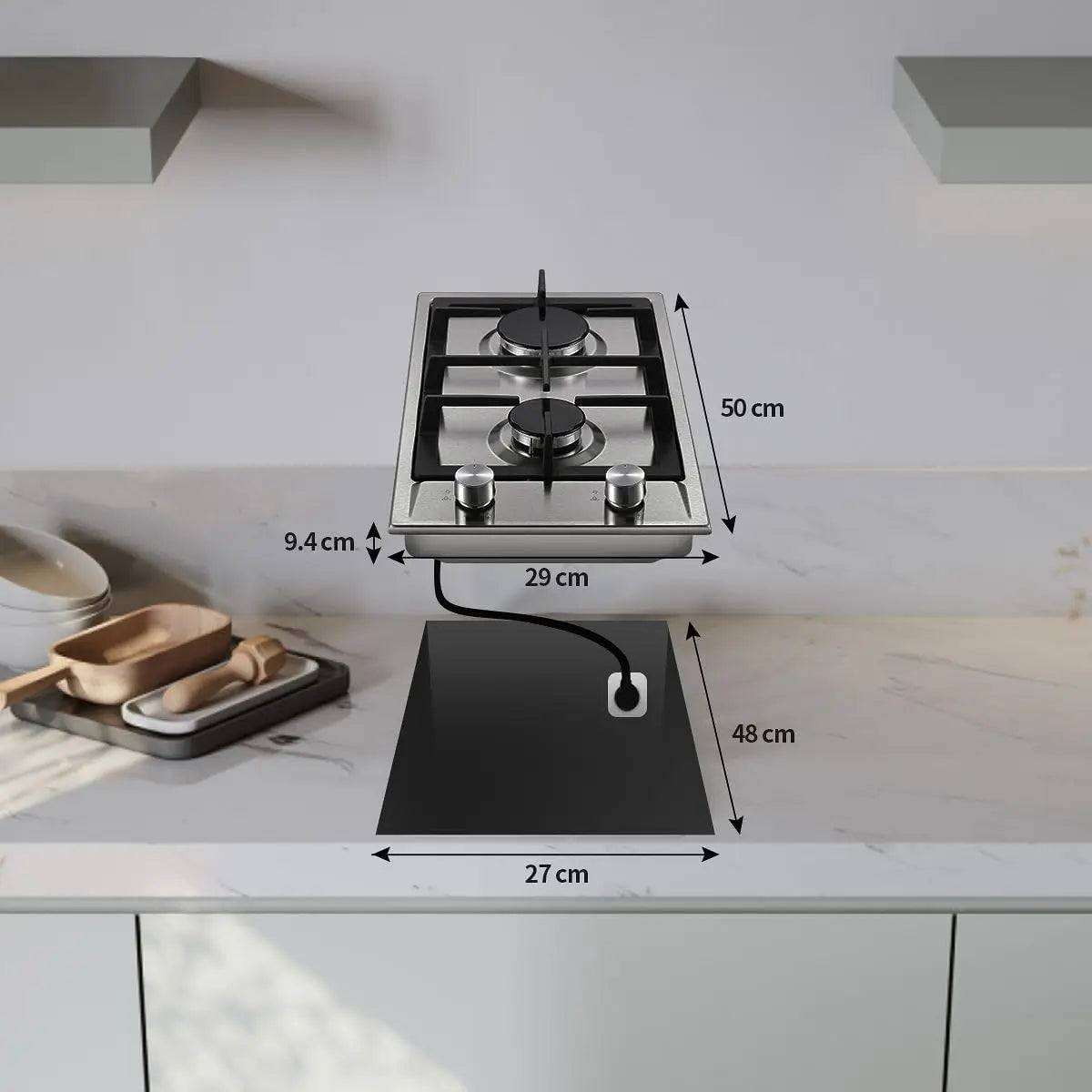 TopStrong  2-burner Stainless Steel with Automatic Flame Protection, Natural Gas Propane Built-in Gas Hob YYEUGCT-S02