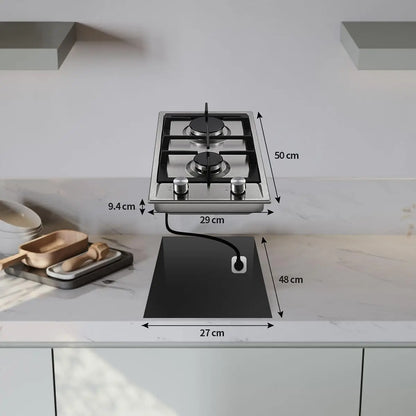TopStrong  2-burner Stainless Steel with Automatic Flame Protection, Natural Gas Propane Built-in Gas Hob YYEUGCT-S02