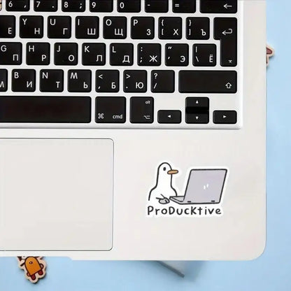 5Pcs Cute Goose Laptop Stickers, Perfect for DIY Computer Decoration, Waterproof and Removable, Great Adults Gift