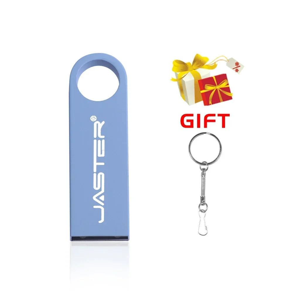 JASTER Metal USB 2.0 Flash Drives 128GB High Speed Pen Drive 64GB 32GB with Key Chain Memory Stick 16GB Creative Gift USB Stick